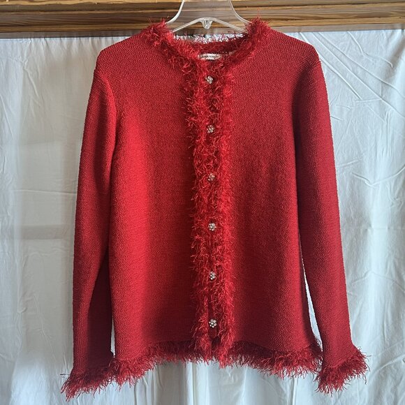 Women's Laura Ashley Cardigan Holiday jeweled button-up - Picture 1 of 5